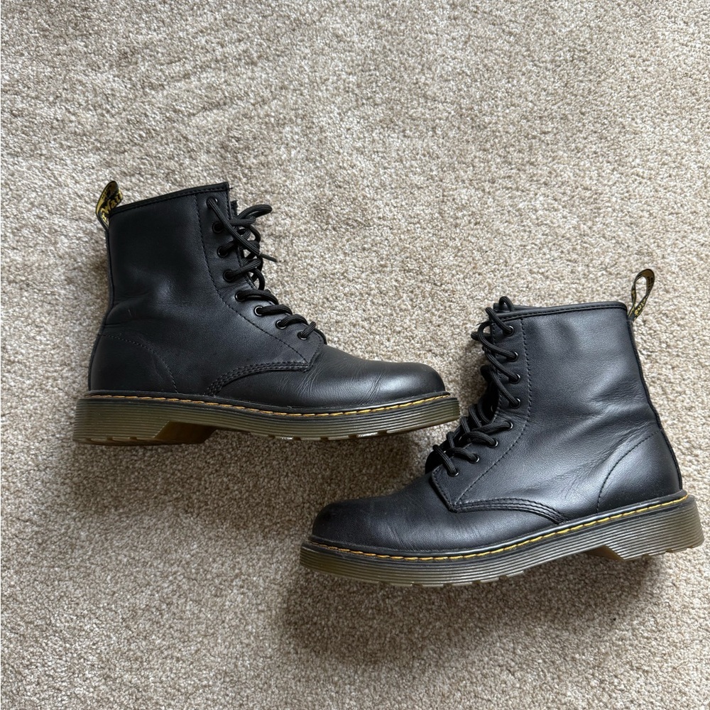 Black Leather Lace-Up Boots